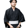 Kimono noir rayé