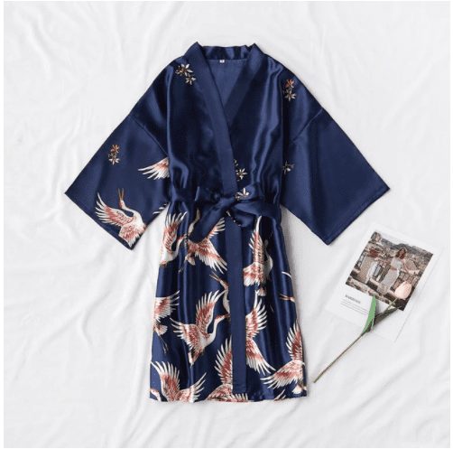Kimono peignoir bleu